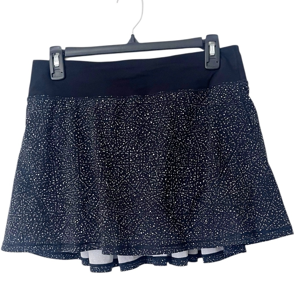 Lululemon Black and White Splatter Circuit Breaker Athletic Skirt Skort 6 Tall